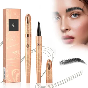 2024 New Magic Eyebrow Pencil, New 3D Waterproof Microblading Eyebrow Pencil Contouring Pen, 4-Tipped Precise Brow Pen, Long-Lasting Natural Fine Stroke Eyebrow Pen (b-black)