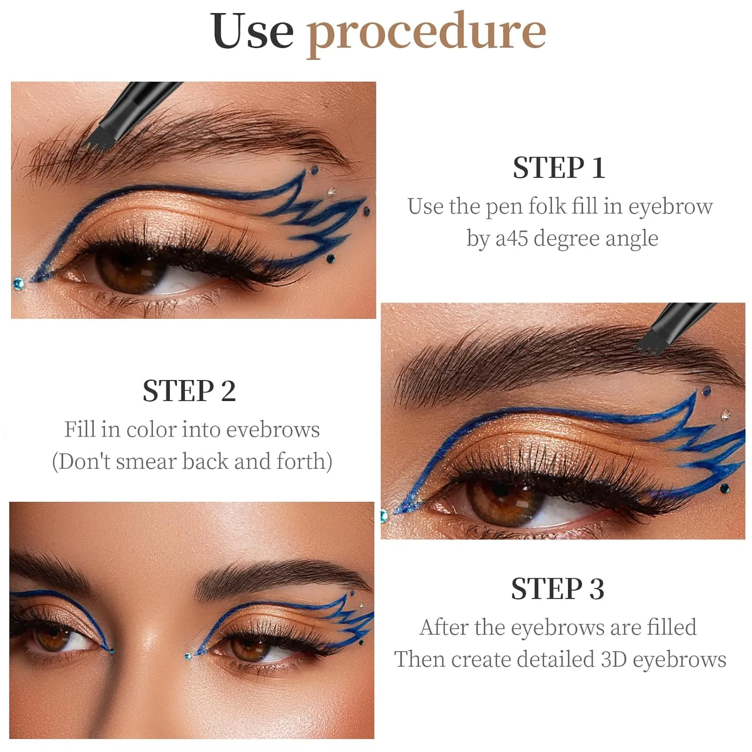 2024 New Magic Eyebrow Pencil, New 3D Waterproof Microblading Eyebrow Pencil Contouring Pen, 4-Tipped Precise Brow Pen, Long-Lasting Natural Fine Stroke Eyebrow Pen (b-black)