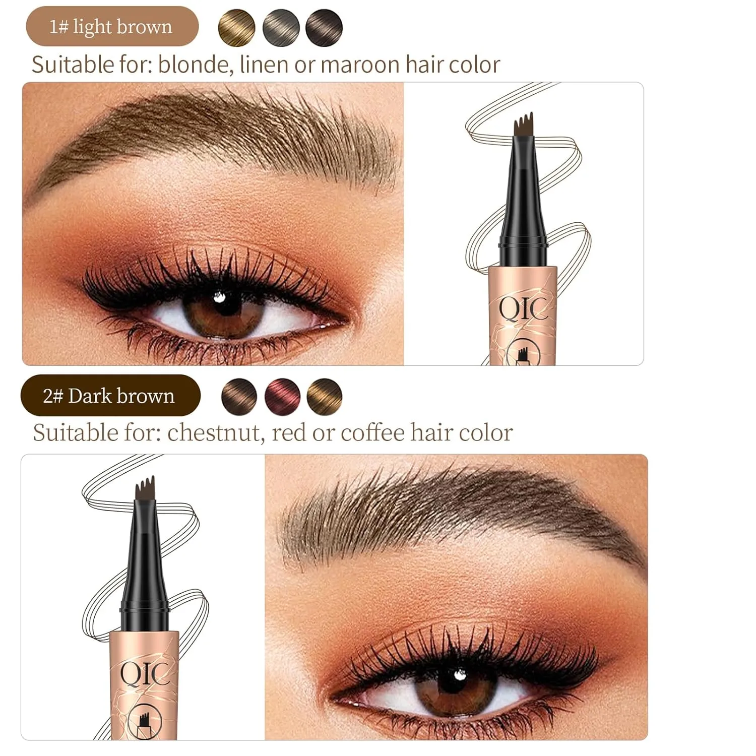 2024 New Magic Eyebrow Pencil, New 3D Waterproof Microblading Eyebrow Pencil Contouring Pen, 4-Tipped Precise Brow Pen, Long-Lasting Natural Fine Stroke Eyebrow Pen (b-black)