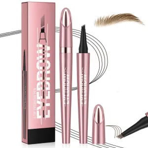 2024 New Microblading Eyebrow Pen, 3D Waterproof Microblading Pencil, Brow Pencil with Micro-fork Tip, Long-lasting Natural Makeup Fine Stroke Magic Eyebrow Pencil (Light Brown)