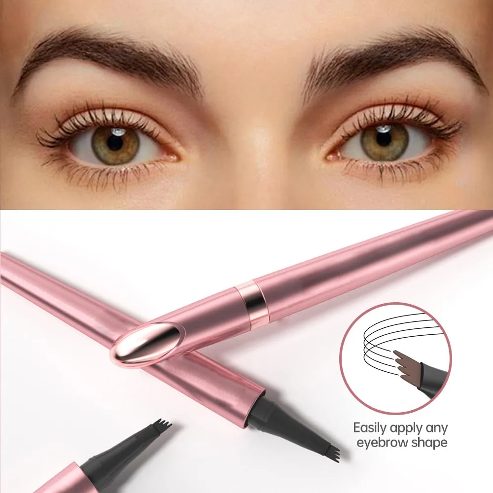 2024 New Microblading Eyebrow Pen, 3D Waterproof Microblading Pencil, Brow Pencil with Micro-fork Tip, Long-lasting Natural Makeup Fine Stroke Magic Eyebrow Pencil (Light Brown)