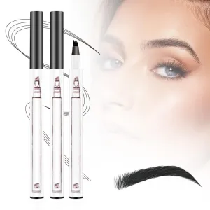 2024 Upgrade Waterproof Brow Pencil with Micro-Fork Tip,3D Magic Eyebrow Pencil 4-Head Split Waterproof Long-lasting Eyebrow Pencil,Natural Makeup Fine Stroke Eyebrow Tattoo Pencil (Black)