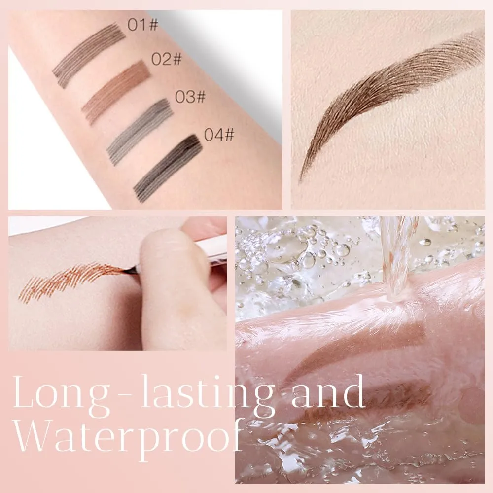 2024 Upgrade Waterproof Brow Pencil with Micro-Fork Tip,3D Magic Eyebrow Pencil 4-Head Split Waterproof Long-lasting Eyebrow Pencil,Natural Makeup Fine Stroke Eyebrow Tattoo Pencil (Black)