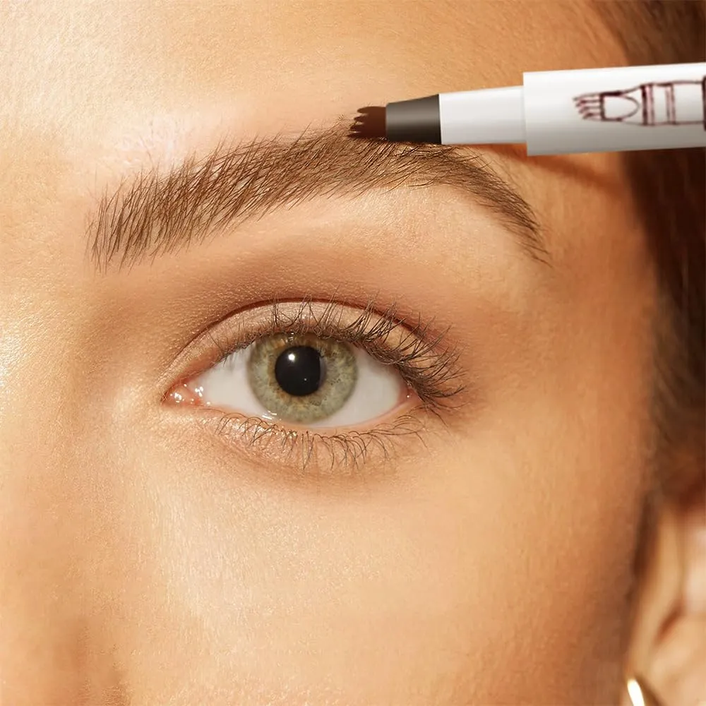 2024 Upgrade Waterproof Brow Pencil with Micro-Fork Tip,3D Magic Eyebrow Pencil 4-Head Split Waterproof Long-lasting Eyebrow Pencil,Natural Makeup Fine Stroke Eyebrow Tattoo Pencil (Black)