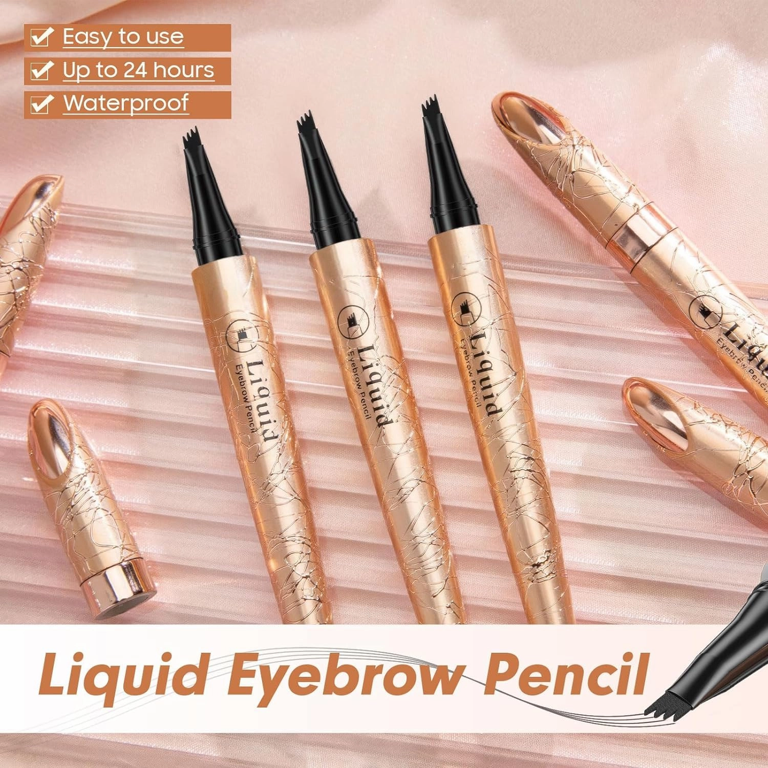 2024 New 3D Waterproof Microblading Eyebrow Pencil Contouring Pen,Upgraded Magic Eyebrow Pencil, 4-Tipped Precise Brow Pen, Long-Lasting Natural Fine Stroke Eyebrow Pen (D-Dark Brown)