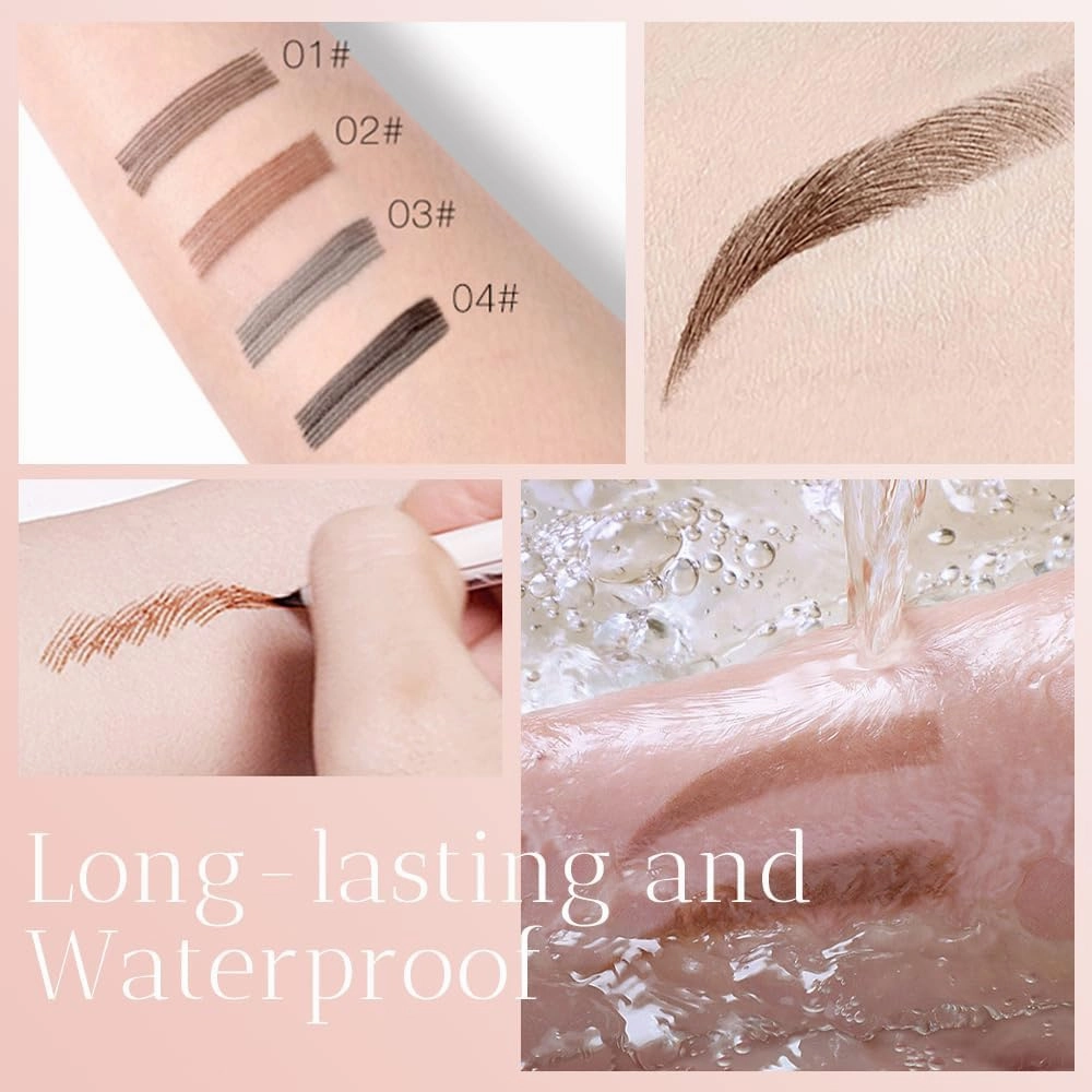2024 Upgraded 3D Microblading Pencil, Natural Eyebrow Eyebrow Pencil, 4 Head Eyebrow Pencil, 2pcs 3D Magic Microblading Eyebrow Pencil, Dark brown waterproof long-lasting makeup (black)