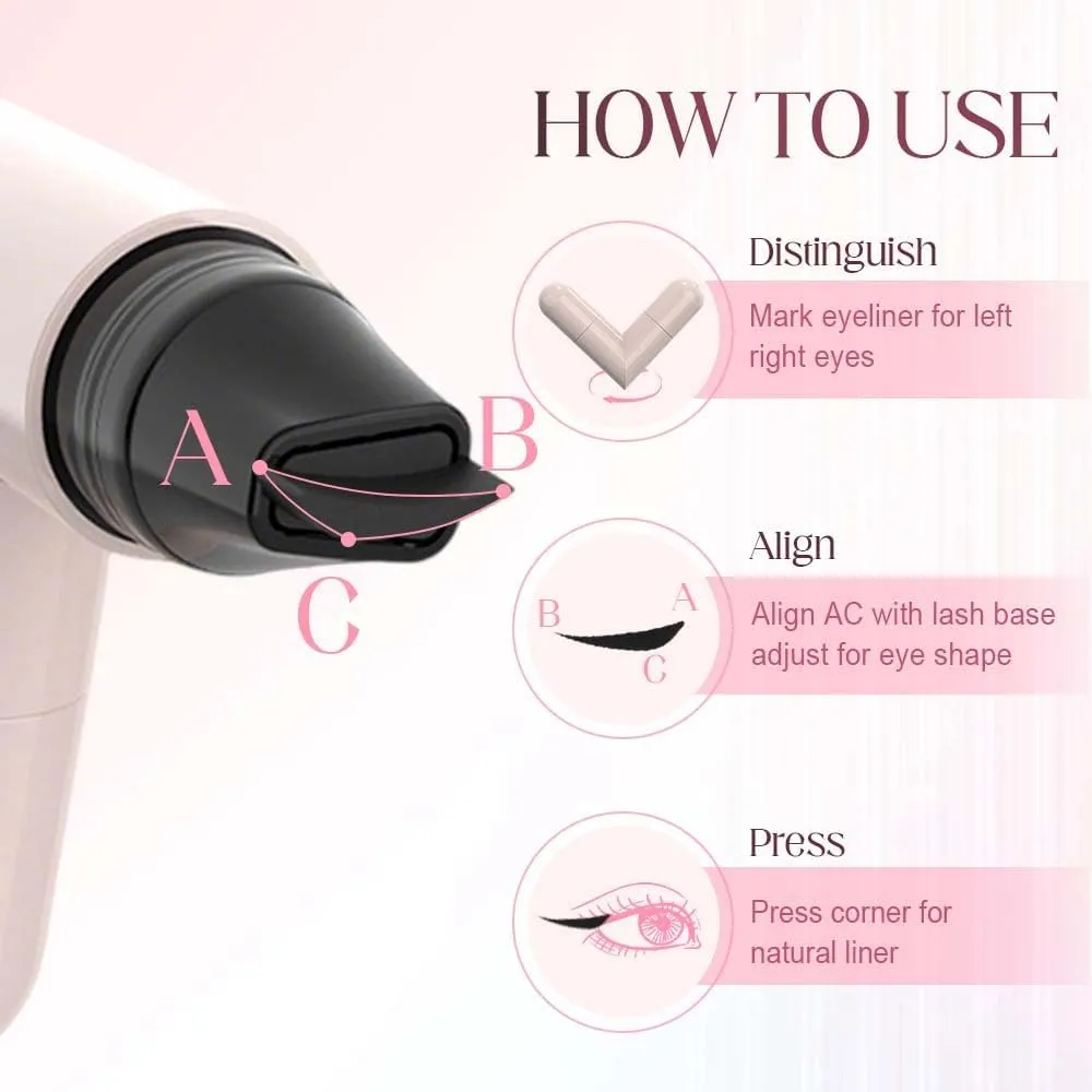 2025 New Foldable Eyeliner Stamp, Waterproof Winged Eyeliner Tool, Quick Drying Smudge Proof Double Ended Stamps for Beginners (Black)