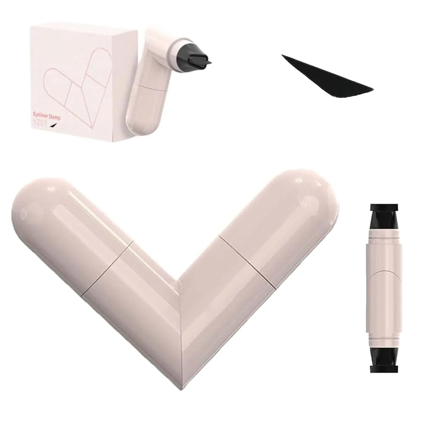 2025 New Foldable Eyeliner Stamp, Waterproof Winged Eyeliner Tool, Quick Drying Smudge Proof Double Ended Stamps for Beginners (Black)