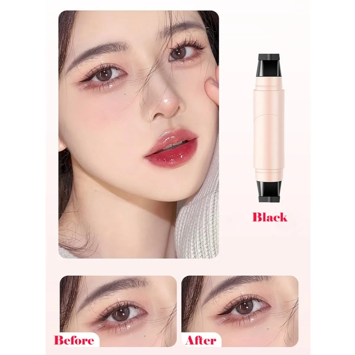 2025 New Gel Eyeliner Pencil Set, Foldable Eyeliners for Perfect Wing, Waterproof Eyeliner Stamp, for Beginners (Black Brown)