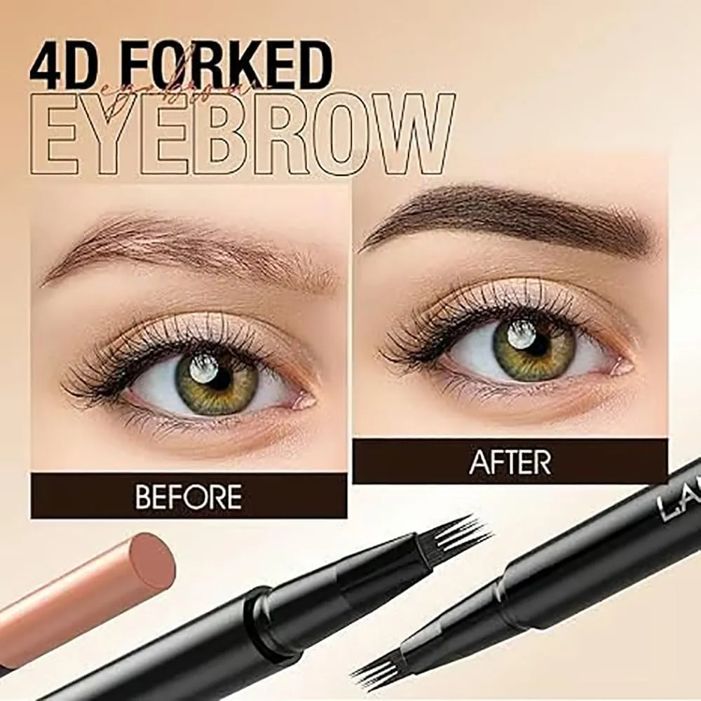 2025 New Magic 4-Tip Eyebrow Pencil, Upgraded 3D Waterproof and Sweat-Proof Microblading Eyebrow Pencil Contouring Pen with 4 Fork, 3D Eyebrow Pencils for Women Create Natural Brow (1pc Ash Brown)