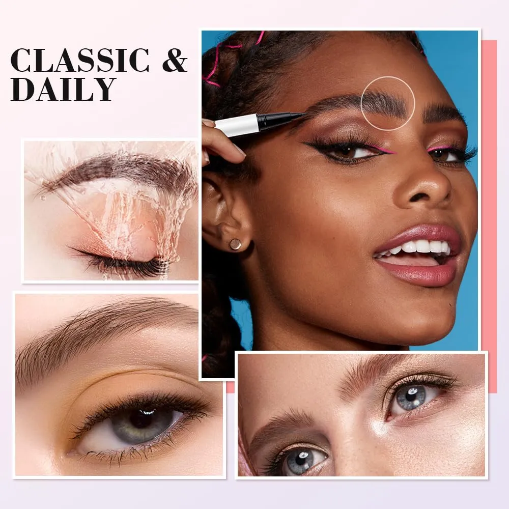 2025 New Magic Eyebrow Pencil, 4-Tip Microblade Brow Pen, Waterproof Contouring Pen Natural Gap Filling Brow Makeup (Light Brown)