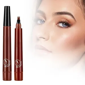 2025 New Magic Eyebrow Pencil, 4-Tip Microblade Brow Pen, Waterproof Eyebrow Makeup (Red Brown)