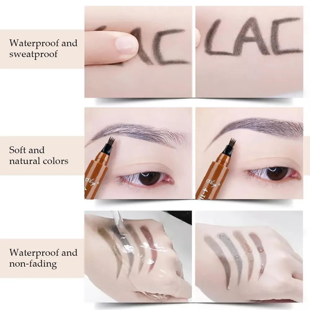 2025 New Micro Blade Thrush, 3D Waterproof 4 Tip Magic Thrush, Natural Makeup Long-lasting Fine Brush Stroke Magic Thrush