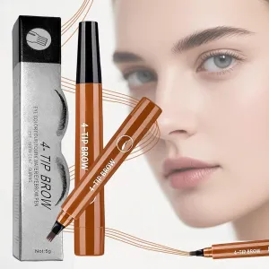 2025 New Microblading Eyebrow Pen,Waterproof Eyebrow Pencil for Women 4 Tip Brow Pencil with Hair Like Strokes,Natural and Long-Lasting 4d Eyebrow Pen (2PC,Dark Brown)