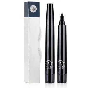 2025 Upgrade Microblading Eyebrow Pencil, 3D Magic Eyebrow Tattoo Pencils 4 Tip Eye Brow Pen, Long-Lasting Fine Stroke Magic Eyebrows Pencil Womens Natural Makeup (Black)