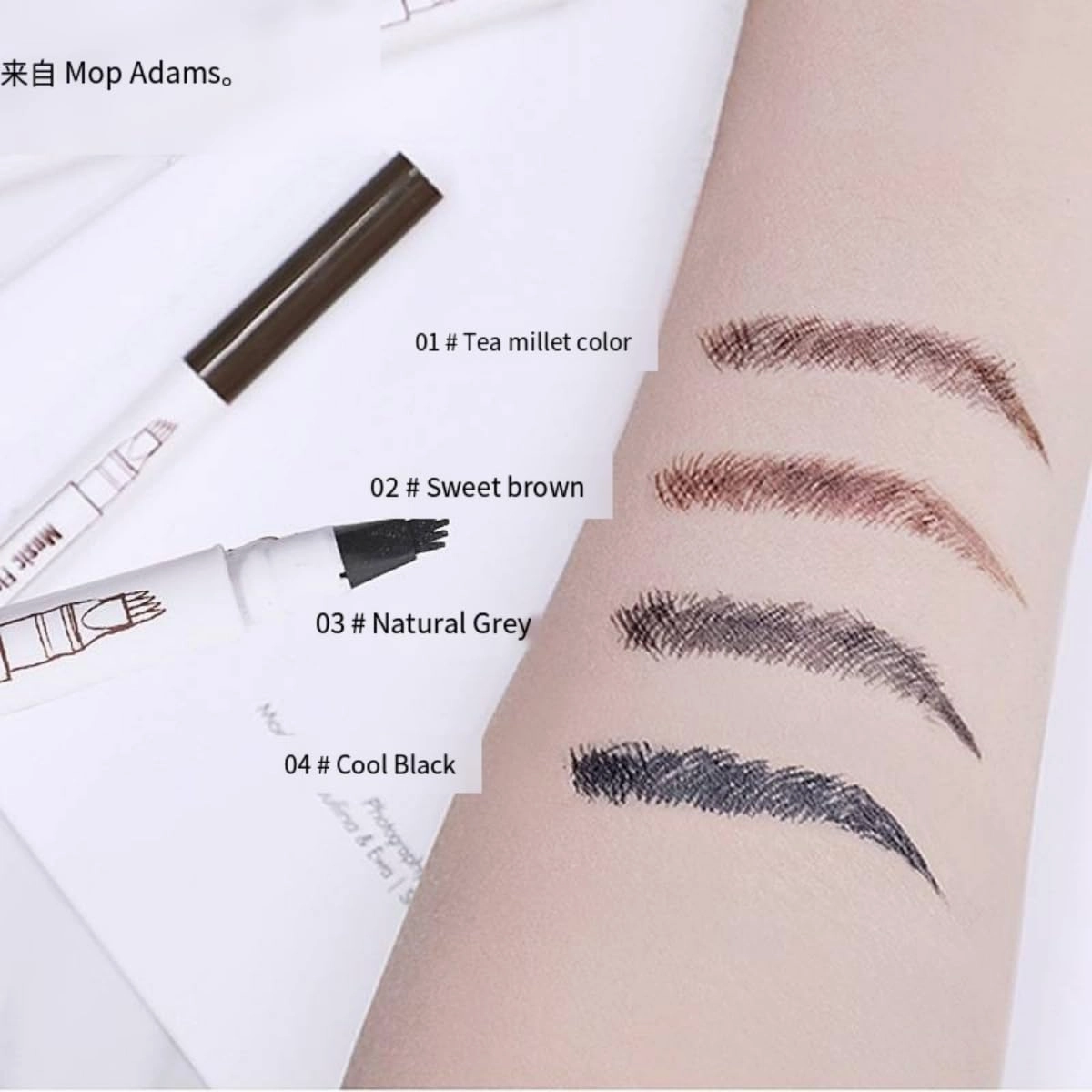 2025 3D Waterproof Microblading Eyebrow Pen,4 Tipped Precise Brow Pen,Makeup Long-Lasting Waterproof Eyebrow Pencils for Women (4-piece set mixed color)