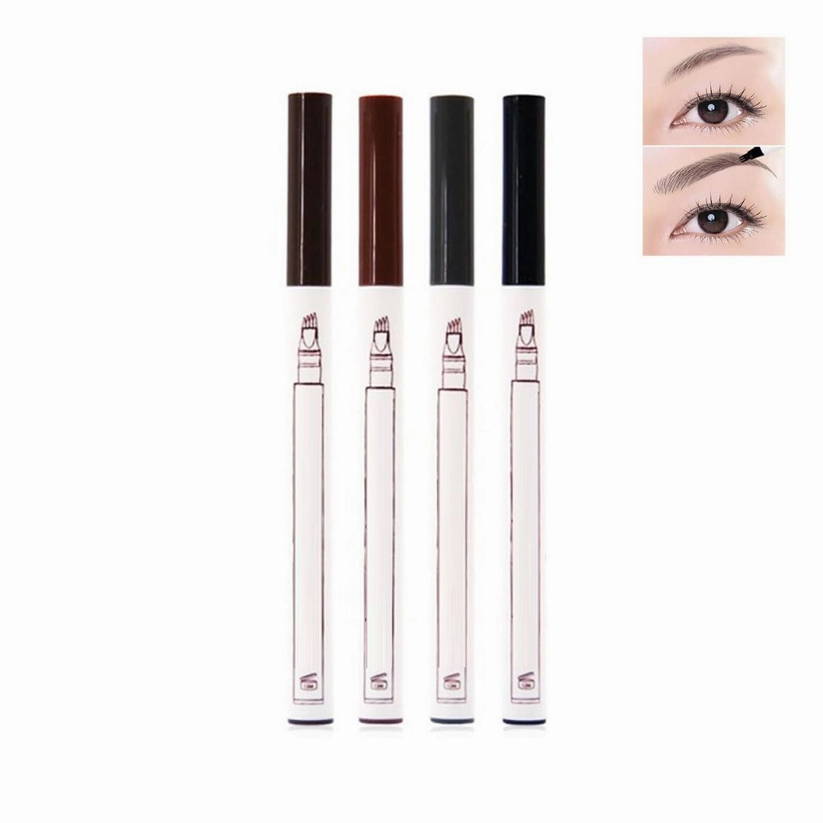 2025 3D Waterproof Microblading Eyebrow Pen,4 Tipped Precise Brow Pen,Makeup Long-Lasting Waterproof Eyebrow Pencils for Women (4-piece set mixed color)
