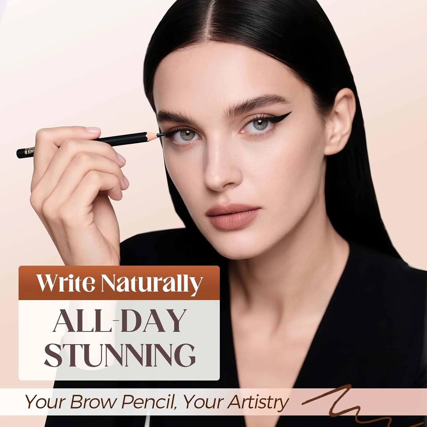 2025 New 24 HR Waterproof Eyeliner Duo Sharpenable Eye Pencil, No Smudging, Fading, 2 in 1 Eye Liner and Eyebrow Pencils, Smooth and Easy to Color (Brown Beige)