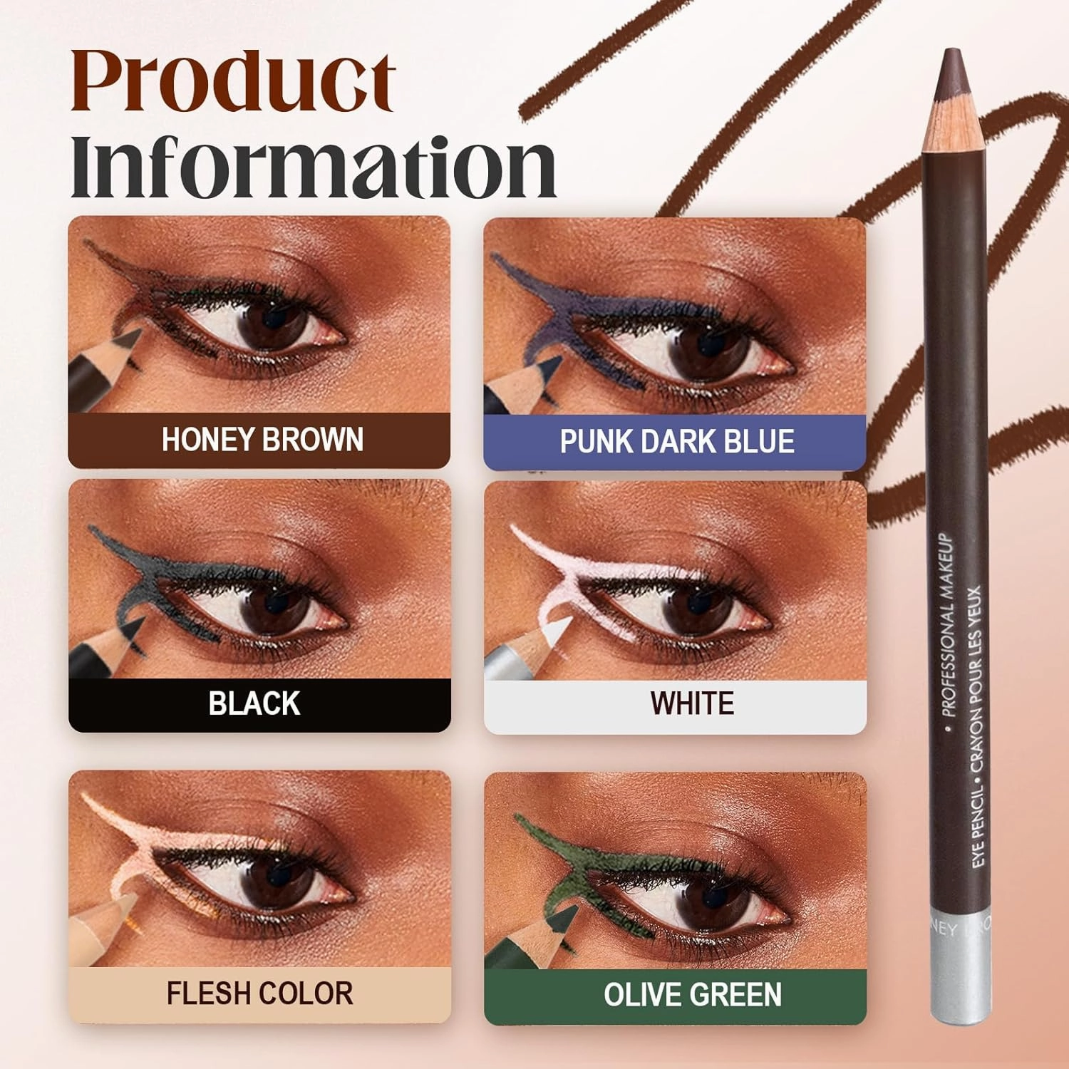 2025 New 24 HR Waterproof Eyeliner Duo Sharpenable Eye Pencil, No Smudging, Fading, 2 in 1 Eye Liner and Eyebrow Pencils, Smooth and Easy to Color (Brown Beige)