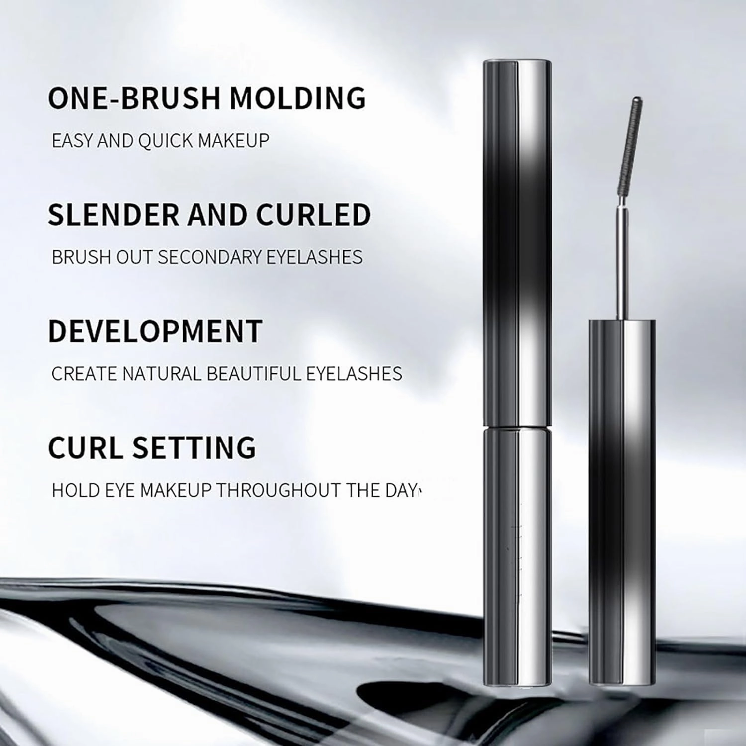 2025 New Iron Wand Mascara,3D Curling Eyelash Iron Mascara,Black Washable Metal Mascara Wand,Smudge-Proof Long-Lasting Curling Iron Mascara,Iron Wand Mascara - Lengthening and Curling Mascara (A, 1)