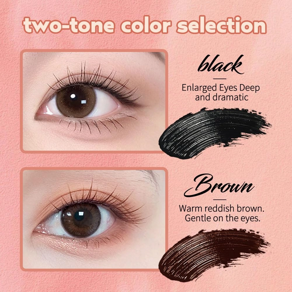 2025 New Lengthening and Curling Mascara, Sweat-proof Volumizing for Dramatic Lashes, Smudge Resistant Mascara for Oily Skin, Eye Makeup for Busy Women (Black Brown)
