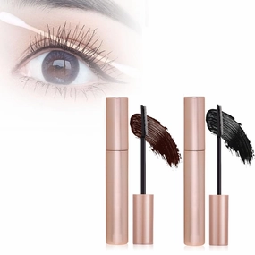2025 New Lengthening and Curling Mascara, Sweat-proof Volumizing for Dramatic Lashes, Smudge Resistant Mascara for Oily Skin, Eye Makeup for Busy Women (Black Brown)