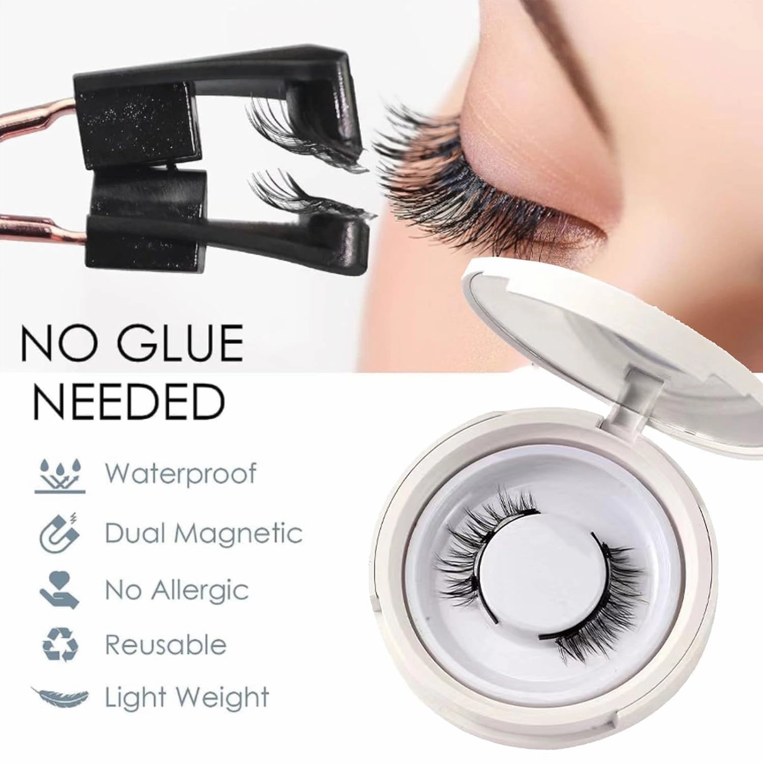 2025 New Magnetic Lashes with Applicator, Double Sided Reusable Magnetic Eyelashes, Glue-Free Natural Lashes (Fuller)
