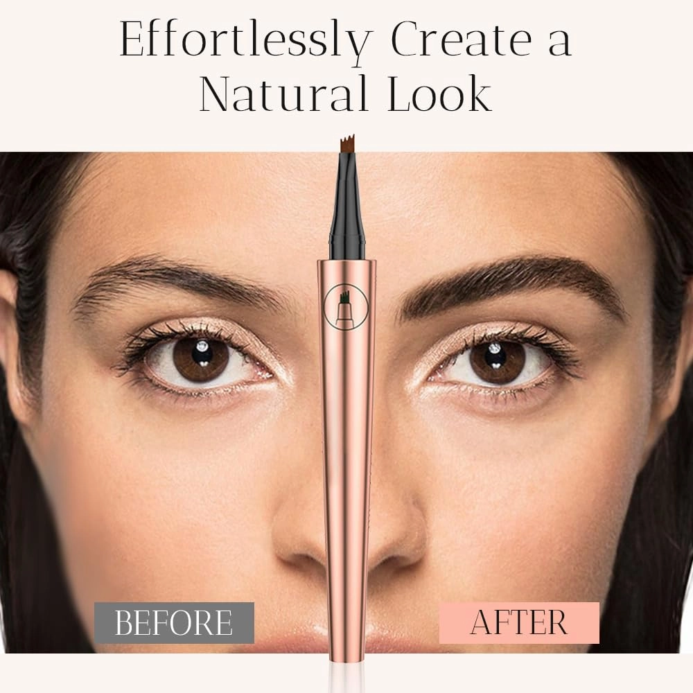 2025 New Microblading Eyebrow Pencil, Eyebrows Pencils for Natural-Looking with 4 Micro-Fork Tip, 3D Magic Eyebrow Tattoo Pencils Long-Lasting Fine Stroke Eye Brow Pen (Grey)