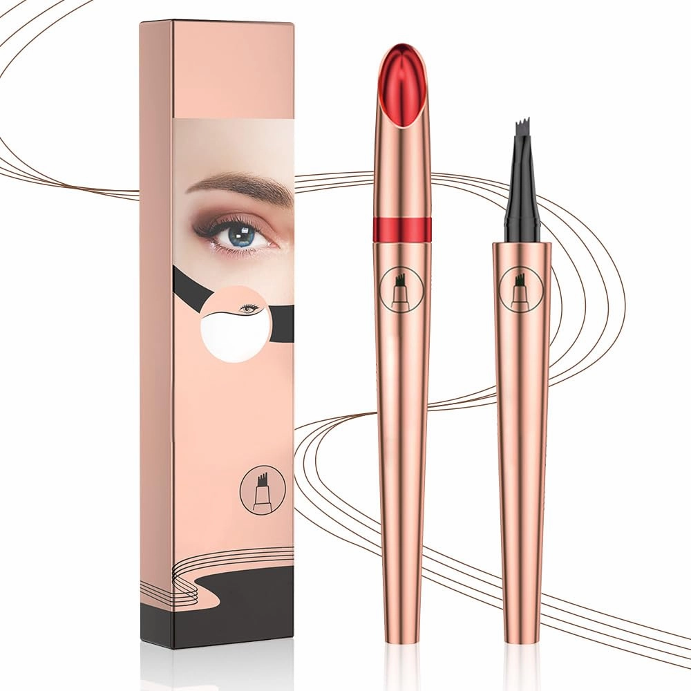 2025 New Microblading Eyebrow Pencil, Eyebrows Pencils for Natural-Looking with 4 Micro-Fork Tip, 3D Magic Eyebrow Tattoo Pencils Long-Lasting Fine Stroke Eye Brow Pen (Grey)