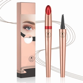 2025 New Microblading Eyebrow Pencil, Eyebrows Pencils for Natural-Looking with 4 Micro-Fork Tip, 3D Magic Eyebrow Tattoo Pencils Long-Lasting Fine Stroke Eye Brow Pen (Grey)