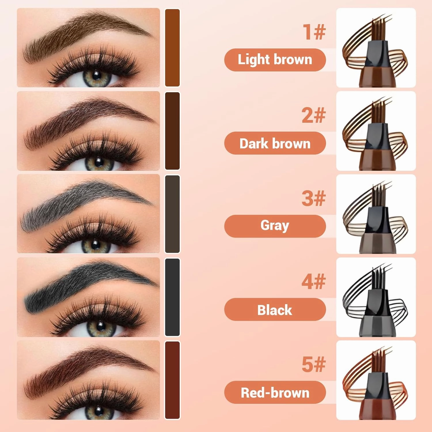 2025 New Microblading Eyebrow Pencil, Upgraded 3D Waterproof 4 Tip Magic Eyebrow Pencil, Natural Gap Filling Eyebrow Makeup Contouring Pen Long-Lasting Fine Stroke Eye Brow Pen (Gray Brown)