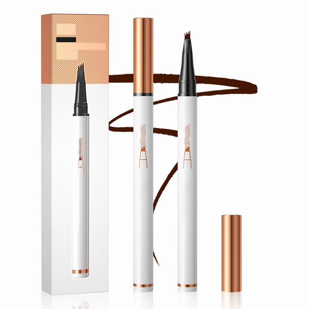 2025 Upgraded Microblading Eyebrow Pencils, 4 Tip Eye Brow Pen Magic Eyebrows Tattoo Pencil, 3D Microblading Eyebrow Pencil Eye Brow Pencils Contouring Pen for Women (Light Brown)