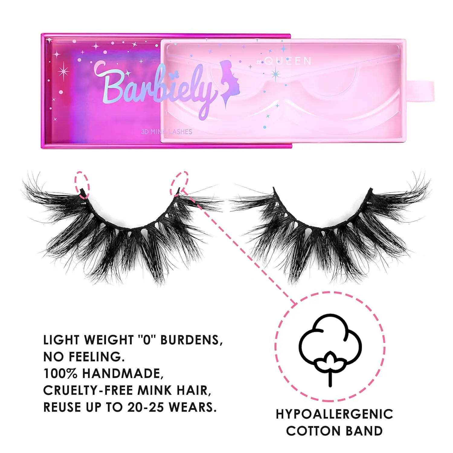 20mm Mink Lashes, 3D Real Mink Lashes, 3 Pairs Fluffy Dramatic False Eyelashes, 100% HandMade Mink Lshes, 6D Wispy Long Thick Full Volume Strip Eye Lashes, Cruelty Free (Party Time)