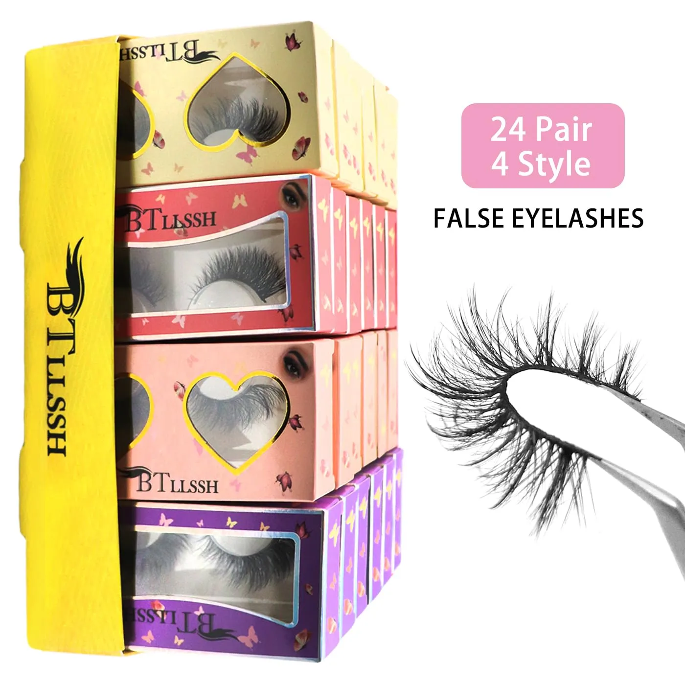24 Pairs Cross Artificial eyelashes Fluffy False Eyelashes 4 Style Natural Look Volume Lashes Handmade Full Strip Dramatic 3D Lashes Makeup At home