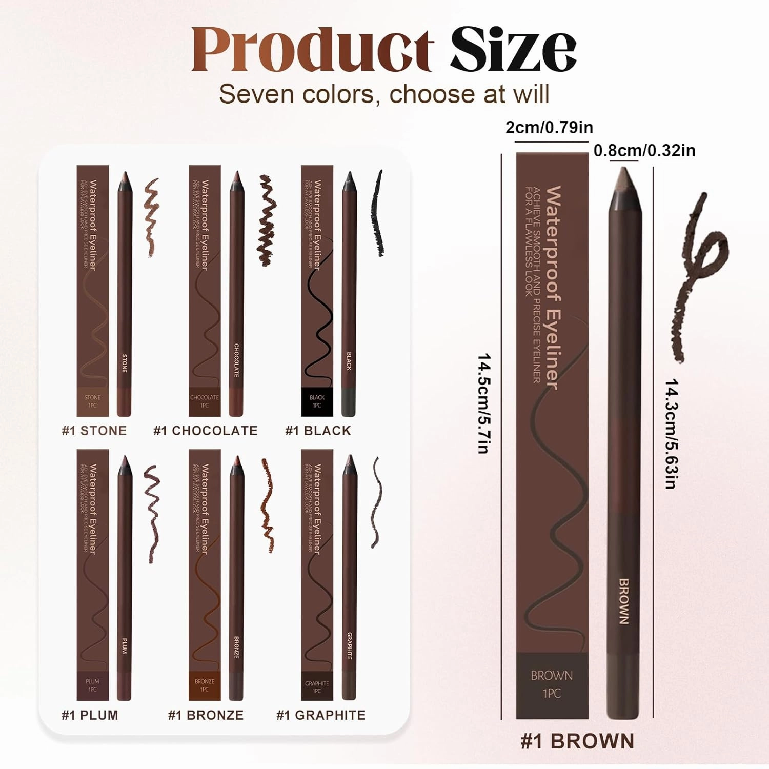 24 HR Waterproof Eyeliner Duo Sharpenable Eye Pencil, 2025 New 2 in 1 Eye Liner and Eyebrow Pencils No Smudging, Upgrade Long Lasting Smudge Resistant Eyeliner Pencil (Chocolate X2)