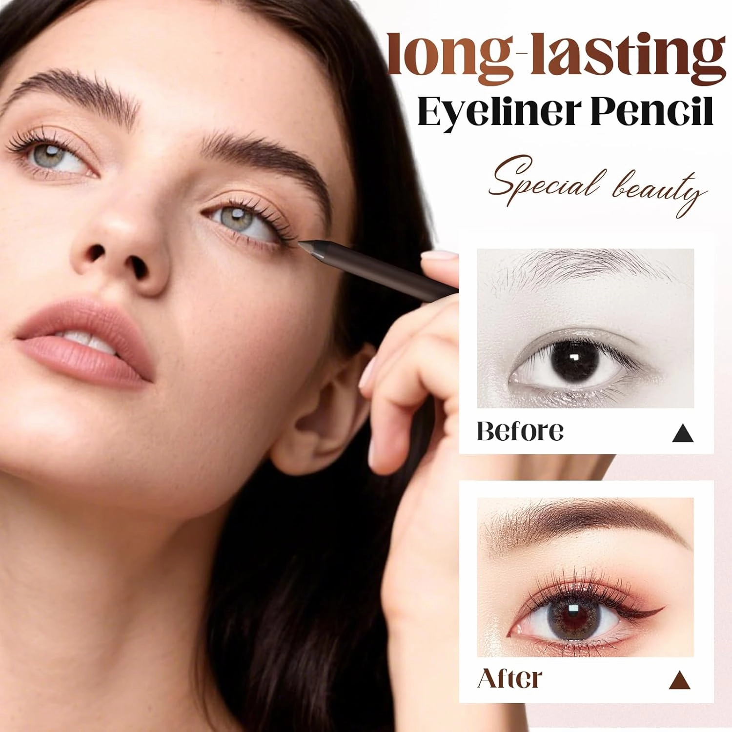 24 HR Waterproof Eyeliner Duo Sharpenable Eye Pencil, 2025 New 2 in 1 Eye Liner and Eyebrow Pencils No Smudging, Upgrade Long Lasting Smudge Resistant Eyeliner Pencil (Chocolate X2)