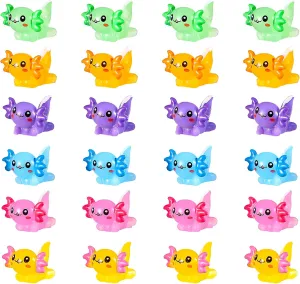 24Pcs Mini Axolotl Figures 6 Colors Mini Resin Axolotl Bulk Axolotl Charms Axolotl Stuff for Garden Ornament Aquarium Landscape DIY(Normal)