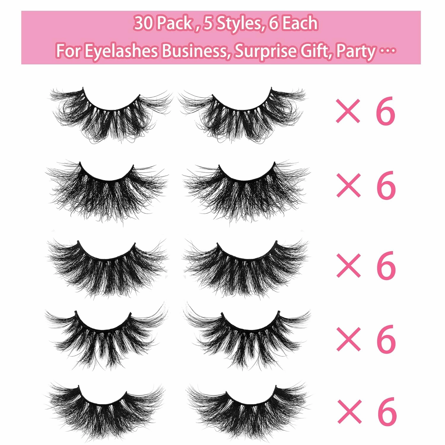 25MM Mink Eyelashes Wholesale Ninglash 30 Pack False Eyelashes, Dramatic Real Mink EyeLashes, Thick HandMade Full Strip Lashes, Crueltyl Free Fluffy Lash, 3D Mink Lashes Bulk …