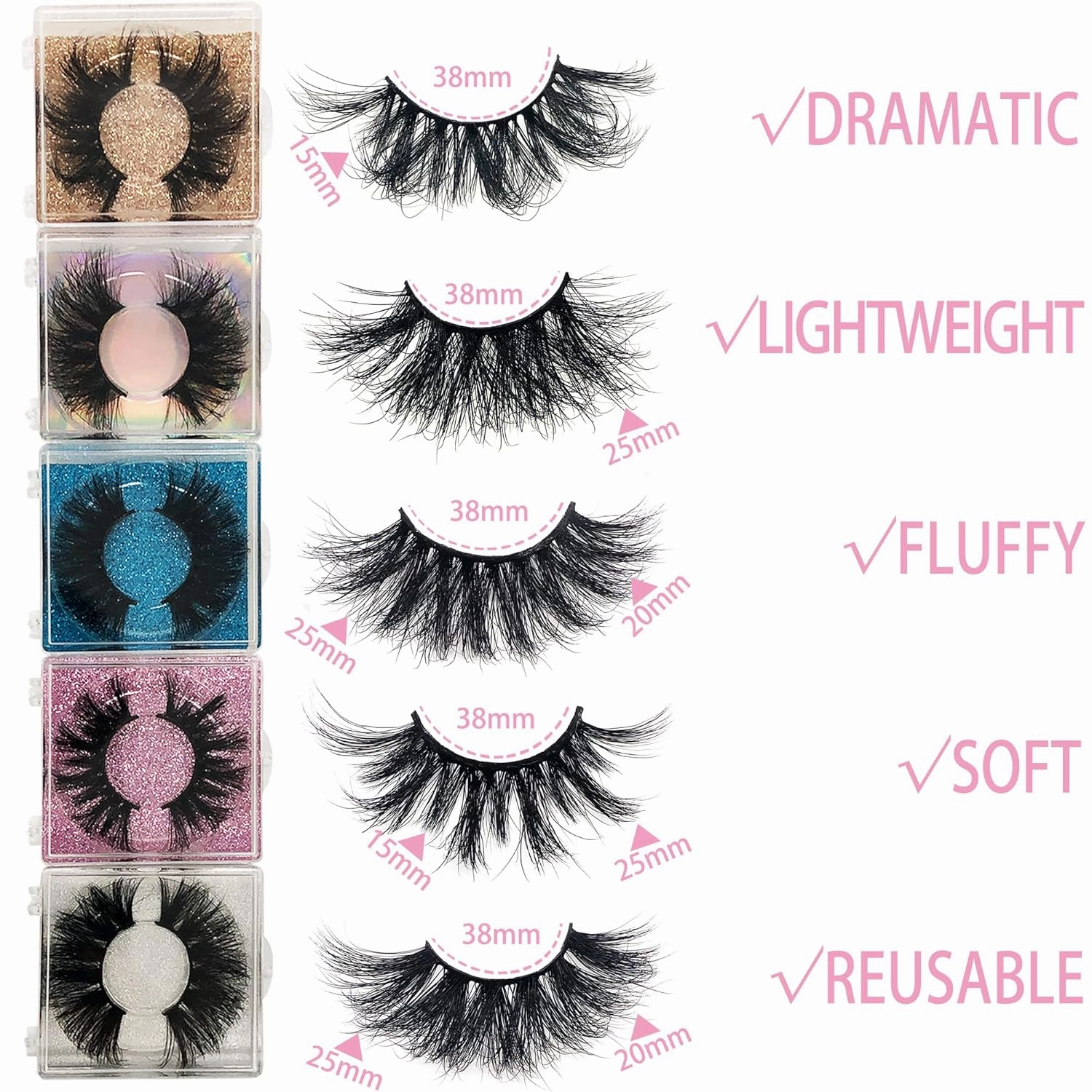 25MM Mink Eyelashes Wholesale Ninglash 30 Pack False Eyelashes, Dramatic Real Mink EyeLashes, Thick HandMade Full Strip Lashes, Crueltyl Free Fluffy Lash, 3D Mink Lashes Bulk …