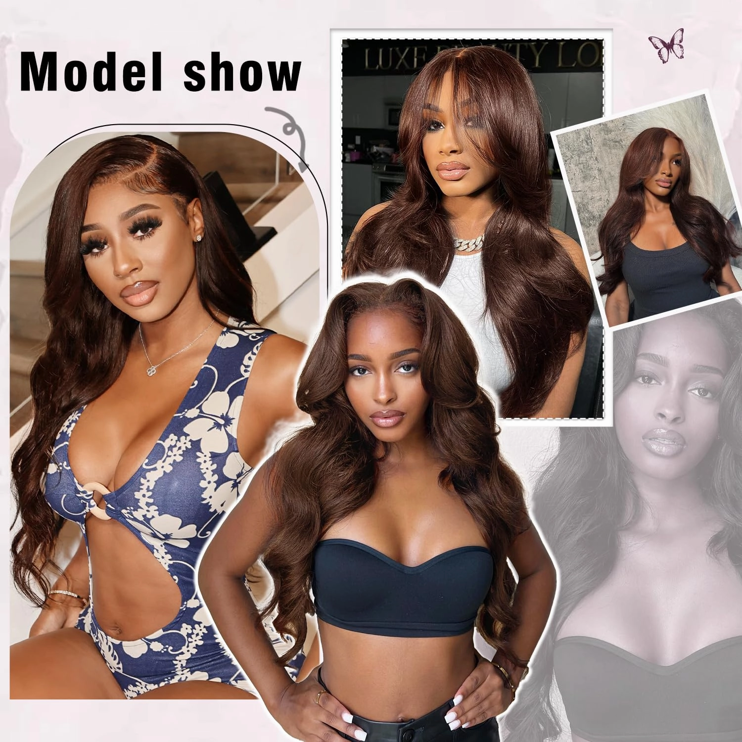 28inch Chocolate Brown Lace Front Wig 200% Density Glueless Wigs Human Hair Pre Plucked Pre Cut 7x5 Brown Glueless Wig Hd Closure Brown Wig Human Hair Body Wave