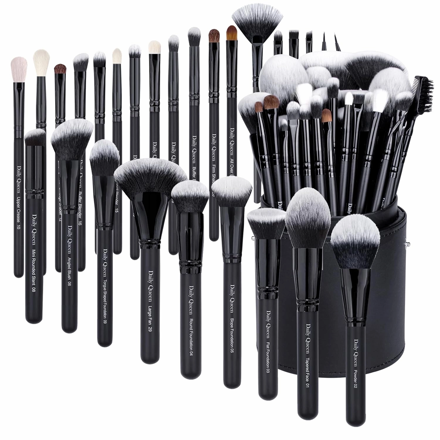 29pcs Black Professional Makeup Brush Set Kabuki Powder Concealers Eye shadows Blush Eyeliner Eyebrow Contour Eye blending Brushes (29pcs brush black barrel)