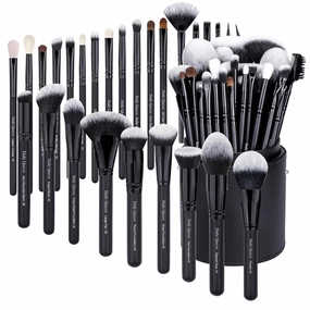 29pcs Black Professional Makeup Brush Set Kabuki Powder Concealers Eye shadows Blush Eyeliner Eyebrow Contour Eye blending Brushes (29pcs brush black barrel)