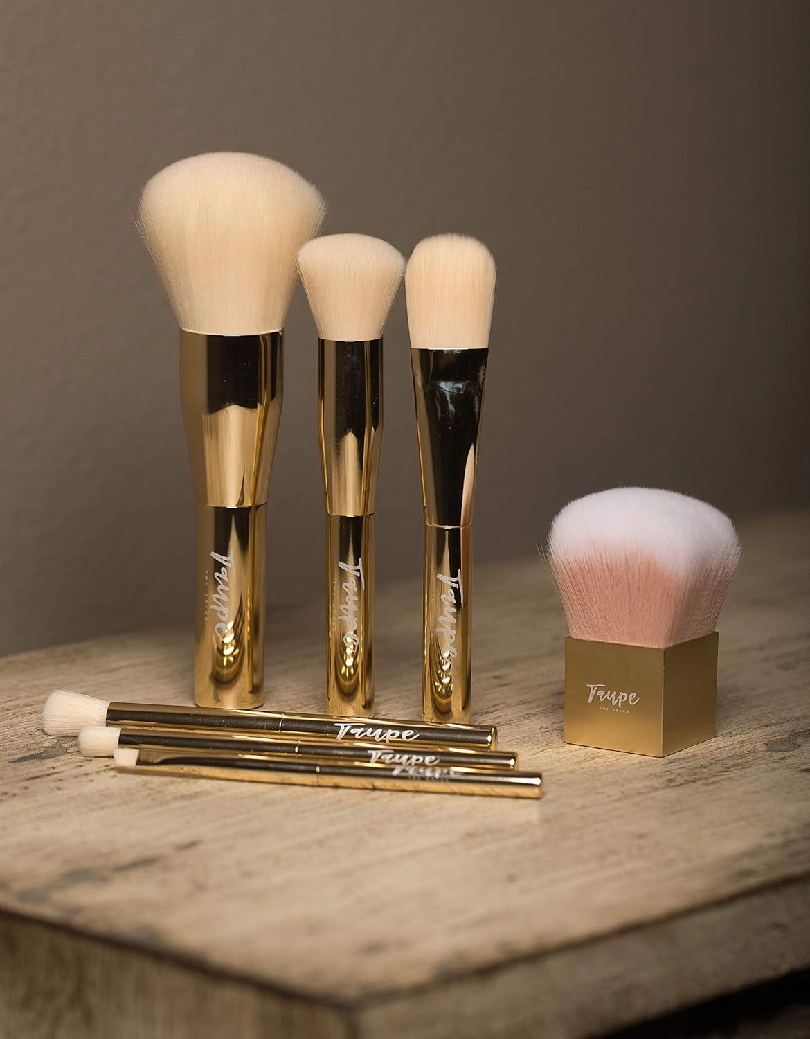 2.0 Soft Brown Brow Palette, Clear Brow Gel, 7-Piece Gold Professional Makeup Brush Set Combo Pack