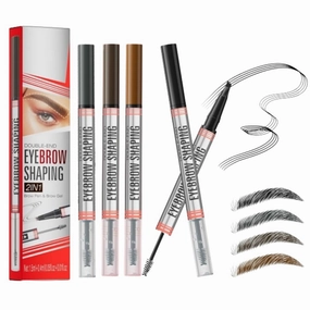 2-in-1 Eyebrow Pencil with Gel,2025 NEW Waterproof Magic Eyebrow Pencil,Dual-Ended 3D Microblading Eyebrow Pen with 4 Tip & Eyebrow Brush, Makeup Long-Lasting Eyebrow Pen for Women (4PCS)