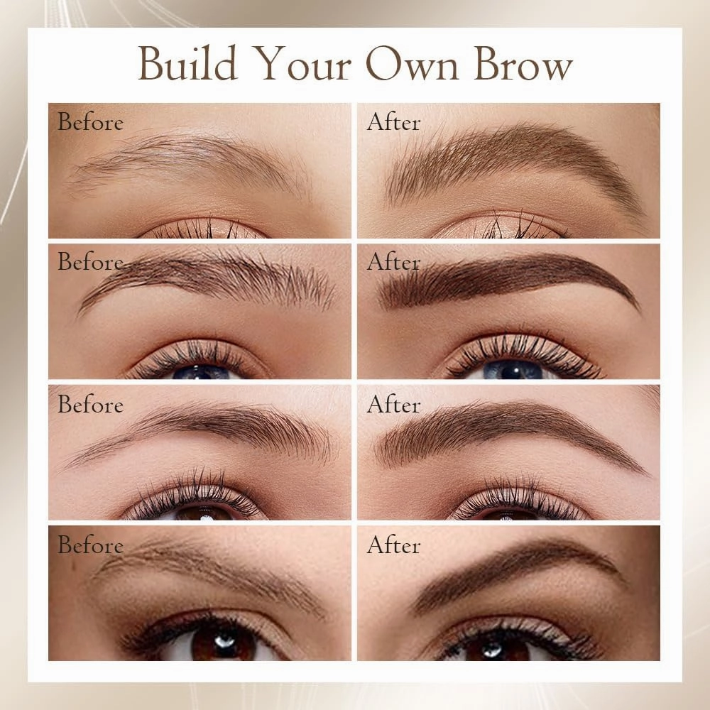 2-in-1 Eyebrow Pencil with Gel,2025 NEW Waterproof Magic Eyebrow Pencil,Dual-Ended 3D Microblading Eyebrow Pen with 4 Tip & Eyebrow Brush, Makeup Long-Lasting Eyebrow Pen for Women (4PCS)