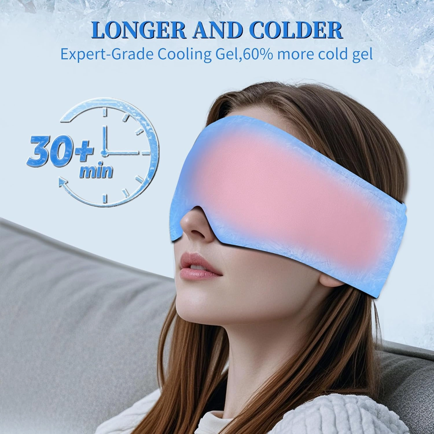 2 Pack Cooling Cold Face Mask - Puffy Eyes, Migraine Relief, Dark Circles, Reusable Gel Eye Mask for Ice Cold Compress, Long Lasting Comfort for After Eyes Surgery, Spa,Skin Care,Sleep(Black,Pink)