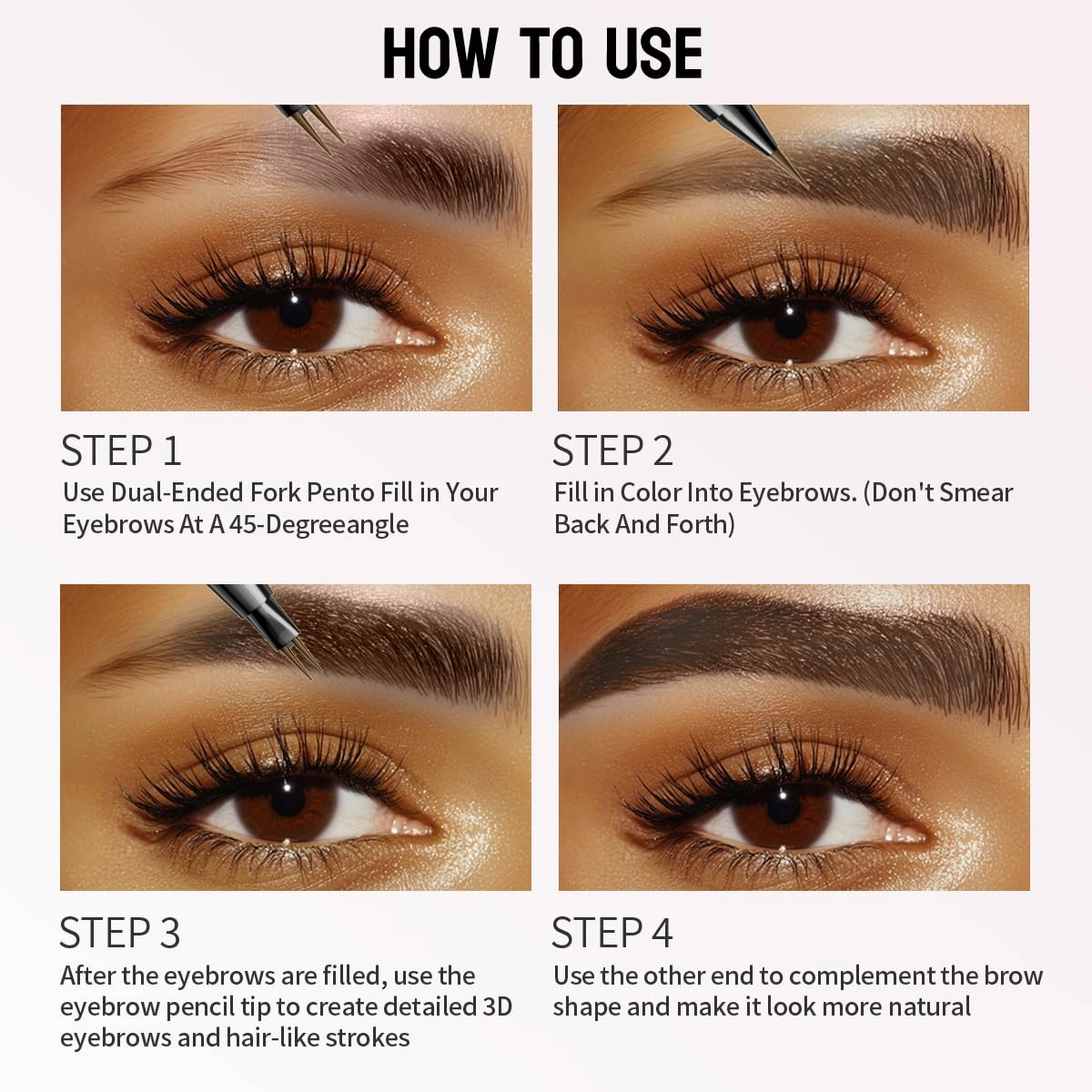 2 Pack Microblading Eyebrow Pencils for Women,2-in-1 Dual-Ended Eye Brow Pen with 2-Fork-Tip and Precise Brush-Tip, Waterproof Long Lasting Eyebrow Pen for Natural Hair-Like Brows(Dark Brown*2)