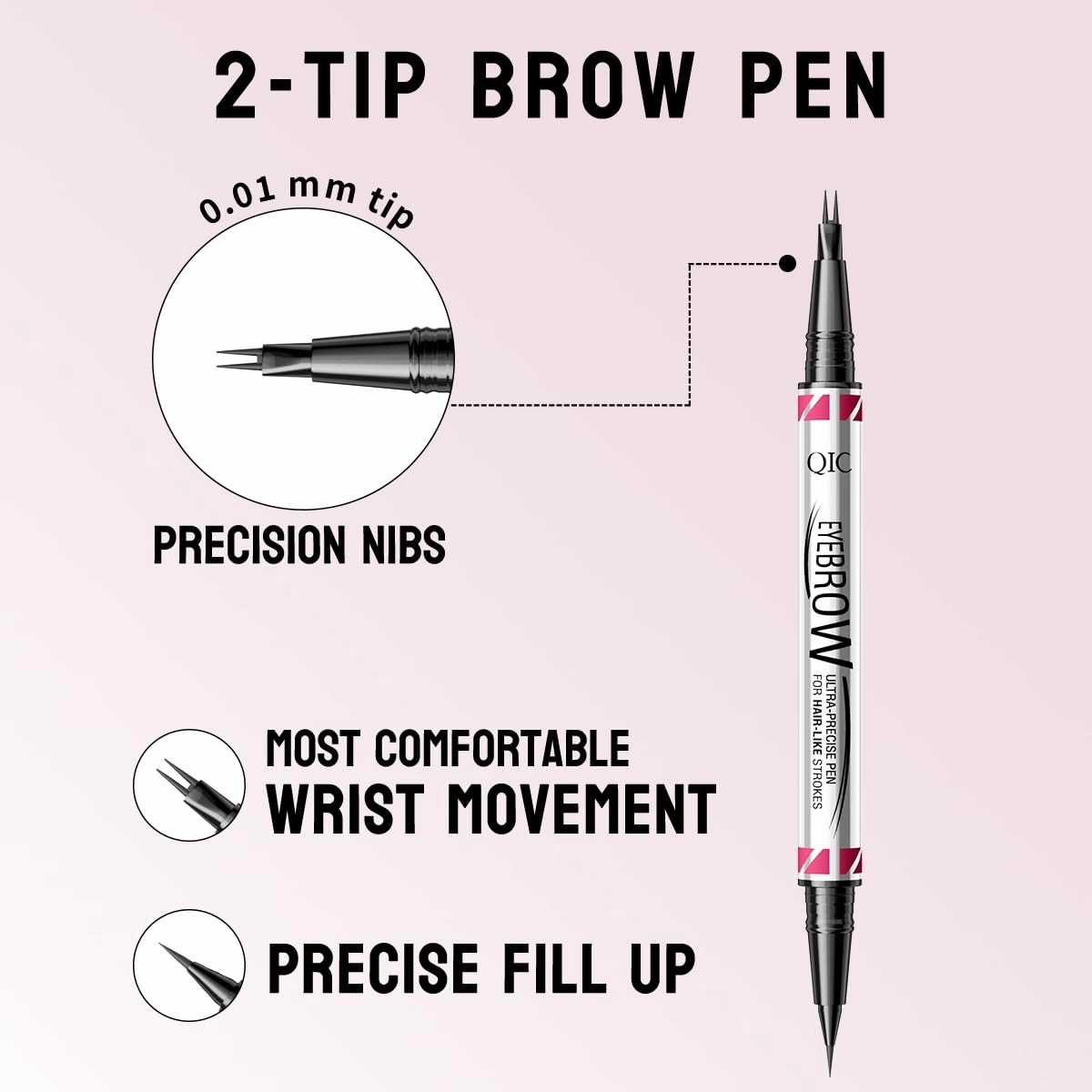 2 Pack Microblading Eyebrow Pencils for Women,2-in-1 Dual-Ended Eye Brow Pen with 2-Fork-Tip and Precise Brush-Tip, Waterproof Long Lasting Eyebrow Pen for Natural Hair-Like Brows(Dark Brown*2)