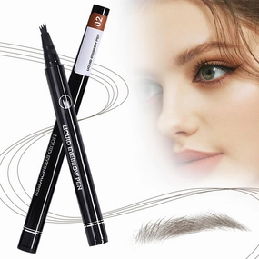 2 Packs 3D Microblading Eyebrow Pencil - 2024 New Magic Tattoo 4 Point Brow Pen, Waterproof Natural Makeup Fine Stroke Long-Lasting (Light Brown)