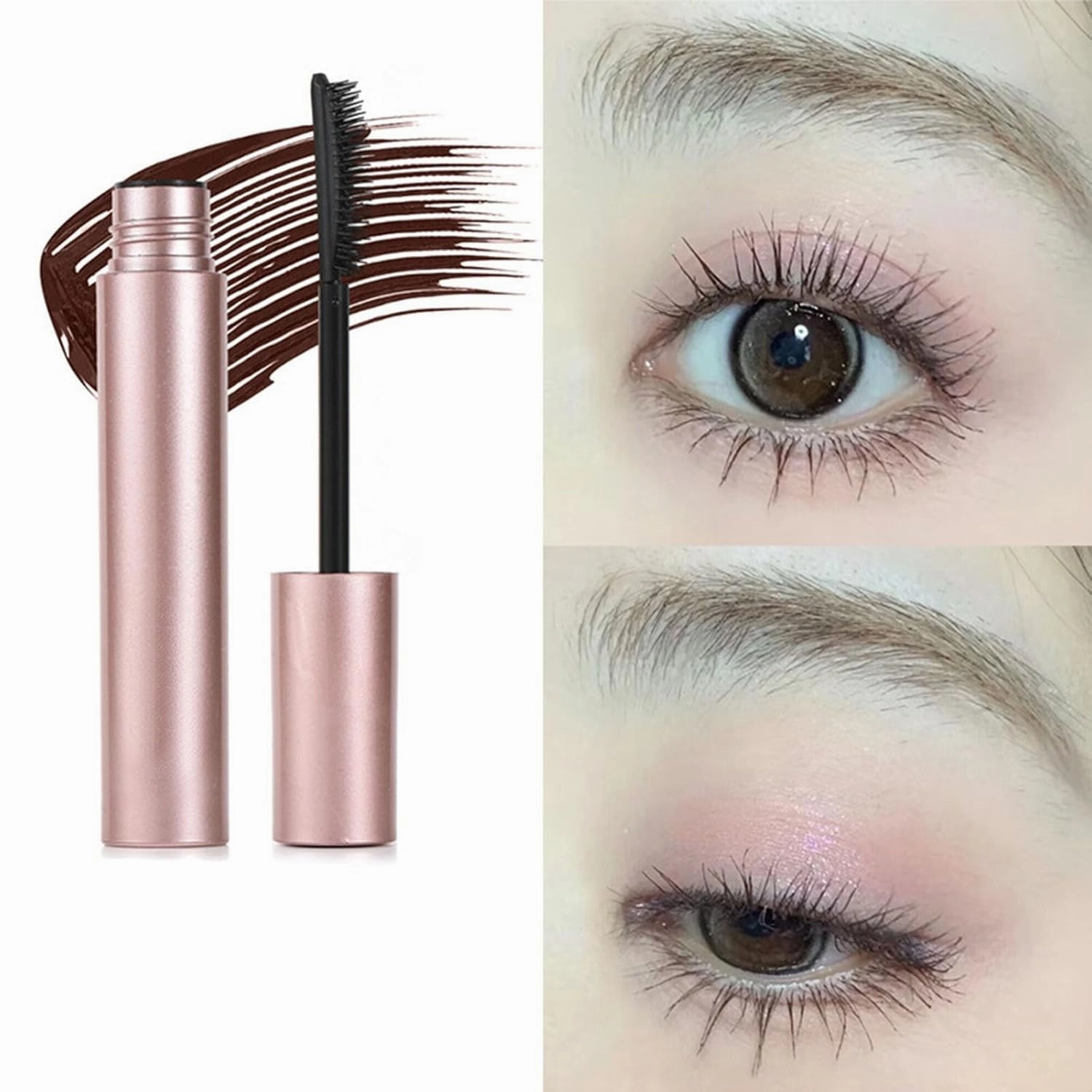 2 Packs Relaxrich Mascara, 2025 New Waterproof & Sweatproof Lengthening & Curling Mascara, Long-Lasting Smudge-proof Metal Wand (Brown, 2 Pack)
